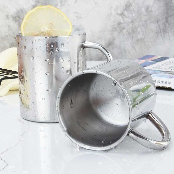 

thickened 304 stainless steel water cup, mug with handle, double-layer insulation children milk tea, coffee, cola cup mugs