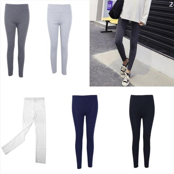 

autumn and ankle long women legging ribbed knit striped elastic plain solid color basic bottom, Black