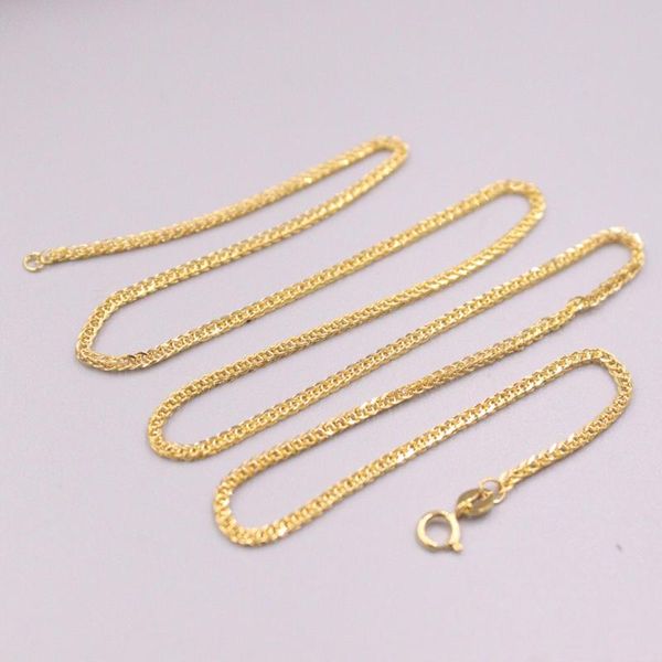 Correntes 1pcs fino puro AU 750 18k Chain de ouro amarelo de 1,4 mm Colar de trigo feminino 1.8-2.6g