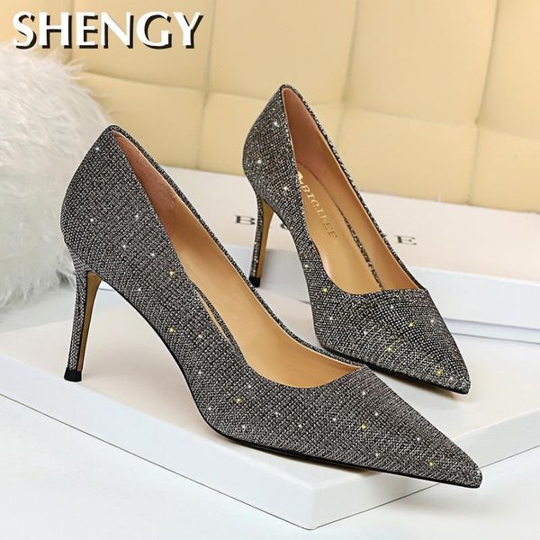 

dress shoes 2021 women pumps high heels fashionable with pointed toes large size stiletto sheepskin fashion single, Black