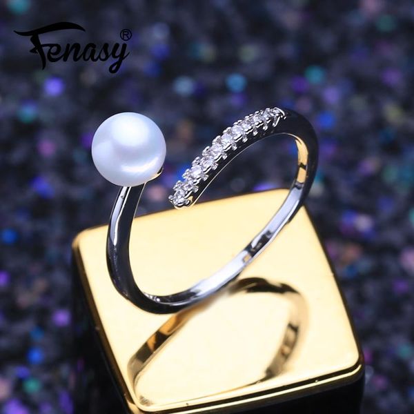 

cluster rings fenasy natural freshwater pearl for women fine jewelry classic trendy cute female ring 6-7mm, Golden;silver