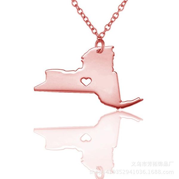 

jewelry in europe and the united states map stainless steel york state pendant necklace necklaces, Silver