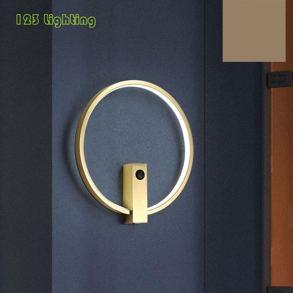 

wall lamps round led lamp copper with switch livingroom bedside stairs aisle sconces gold brass minimalist modern lighting
