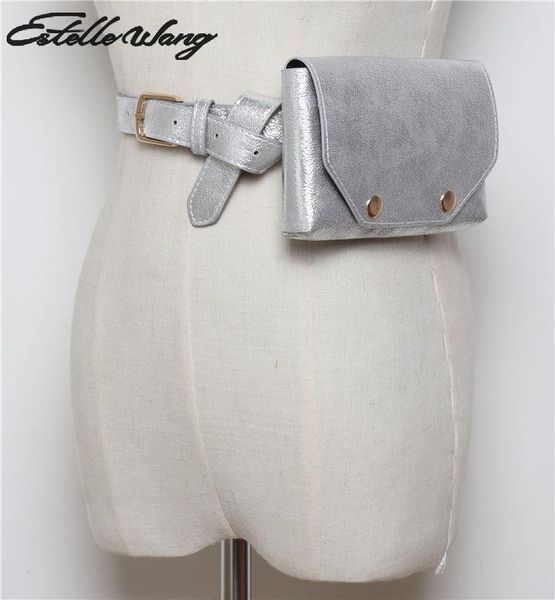 

waist bags estelle wang women pack buckled pu leather fashion fanny packs belt female purse bag for mobile phone