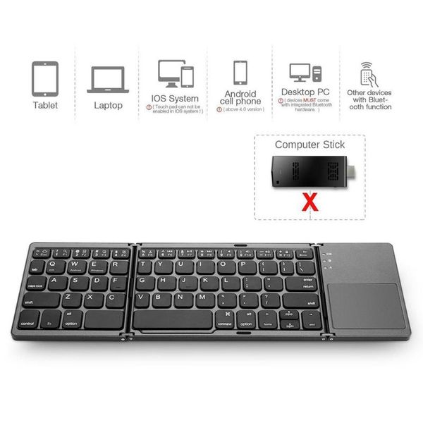 

3-fold- keyboard ultra thin light abs mini wireless touchpad windows android keyboards