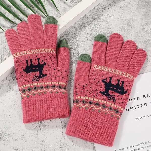

8st 2020warm and cat claw student warm all fingerless gloves finger knitting game touch screen mittens gloves, Blue;gray
