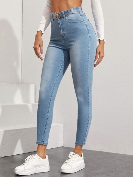 

stonewash skinny jeans without belt u3bv#, Blue