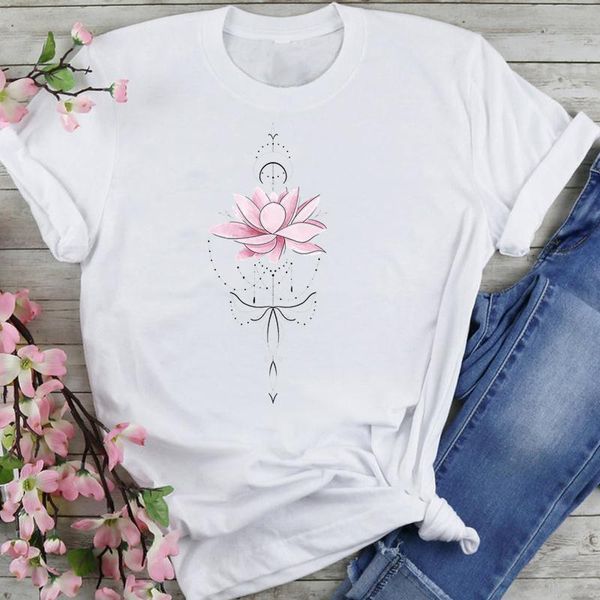 

women's t-shirt women graphic watercolor flower vintage floral cartoon summer fashion female clothes print short sleeve tees tshirt, White