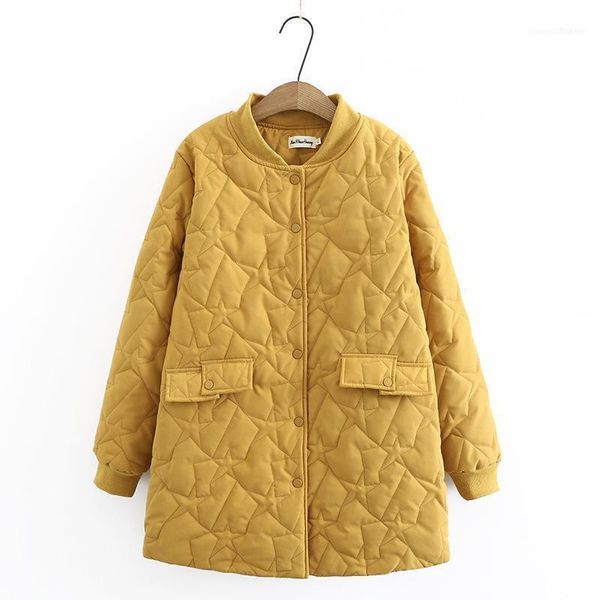 

women's down & parkas oversize winter padded jacket 2021 loose geometry quilted embroidered long cotton coat1, Black