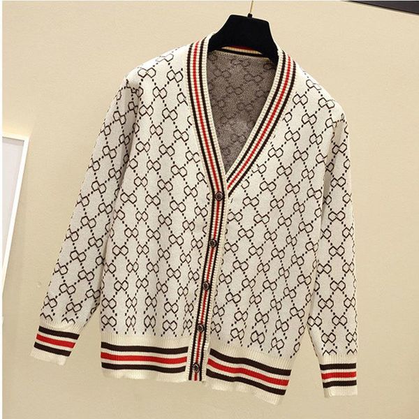 

women's knits & tees spring autumn loose short v collar long sleeve jacquard knitted sweater women cardigan jumper ladies student knit, White