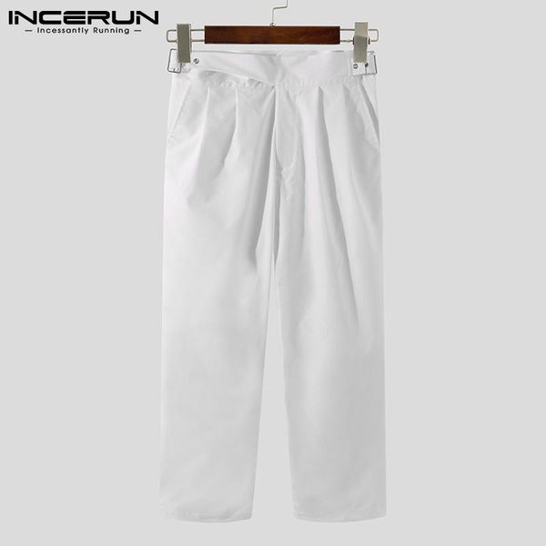 

men's pants 2021 fashion men solid color joggers streetwear korean leisure ninth trousers stylish casual pantalones hombre incerun, Black