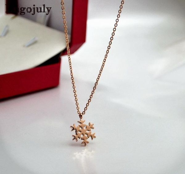 

pendant necklaces wholesale titanium steel snowflake for women engagement wedding party necklace accessoeries jewelry gift, Silver