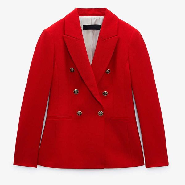 

za blazer jacket spring autumn women fashion tweed blazers and jackets chic red office coat ladies elegant outwear 210930, White;black