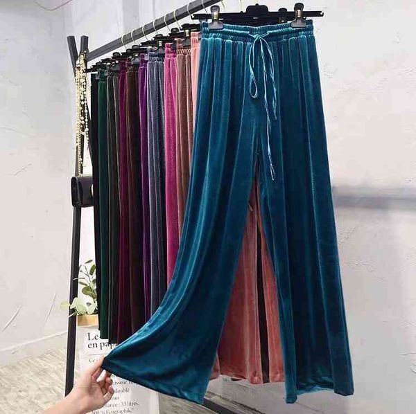 

pants women's & capris the latest design of wide-leg trousers european and american fashion printed letters velvet versatile casual hig, Black;white