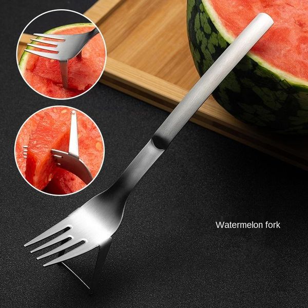 

forks creative 304 stainless steel watermelon fork home multi-purpose fruit can cut pieces portable tableware