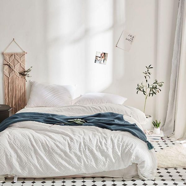 

diamond pattern white pink duvet cover set 100%cotton girls bedding soft quilt bed sheet pillowcases  king sets