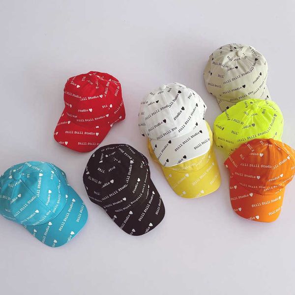 

spring arrival girls fashion letter hat kids printed hats candy color 210528, Yellow