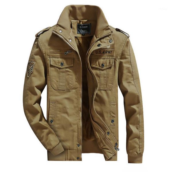 

men's jackets plus velvet bomber jacket casual overcoat multi-pockets streetwear hip hop winter windproof coat tactical big size, Black;brown