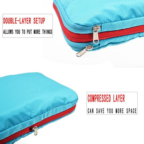 

duffel bags men women blue nylon travel bag waterproof large capacity foldable organizer compression packing cubes