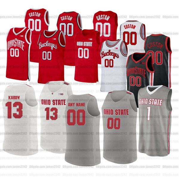 Custom Jersey de basquete do estado de Ohio State James 1 Luther Muhammad 3 DJ Carton 4 DuanewashingTonjr.10 Justin Ahrens Jerry Lucas Jim Jackson costurou