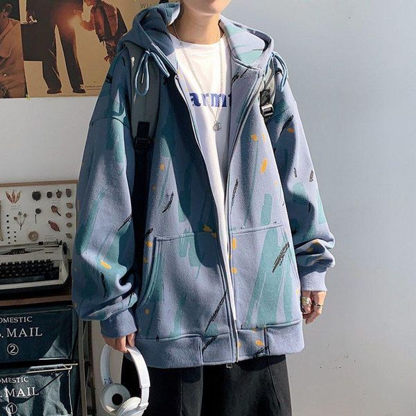 

men's jackets jacket spring printed oversized hoodie korean couple cardigan hooded sweatshirts all-match casual coats fashion streetwea, Black;brown