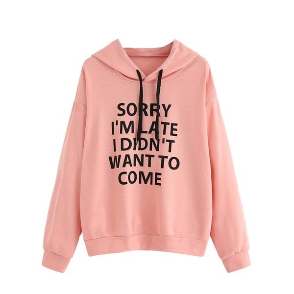 

loose casual printed letter t-shirt long sleeve hoodie 6950#, Black