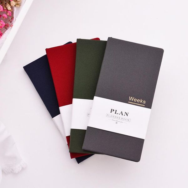 

retro cover agenda convenient weekly planner date week efficiency manual portable notebook stationery office accessories notepads, Purple;pink