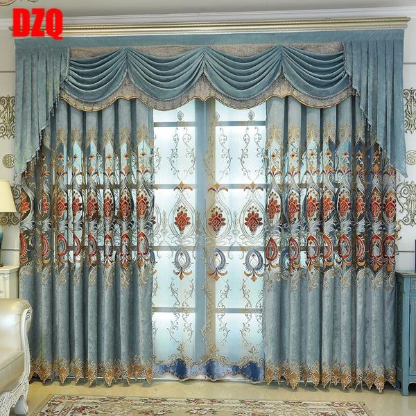 

curtain & drapes curtains for living room valance bedroom custom european chenille villa window doors with hollow embroidered