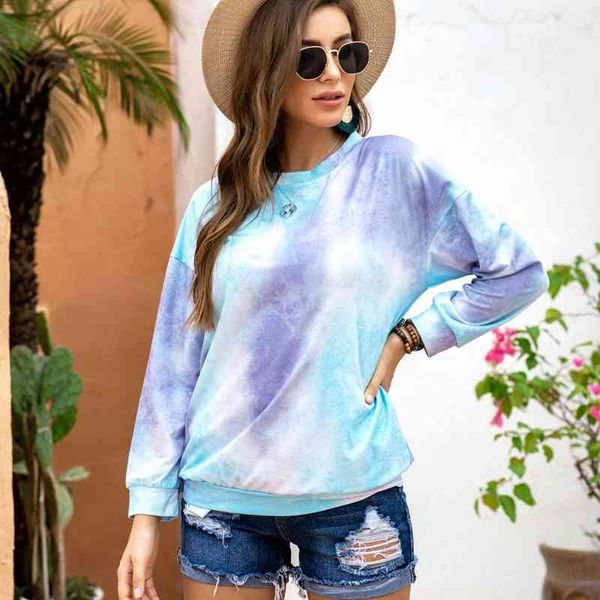 

2021 women's new tie dyed sweater, Black