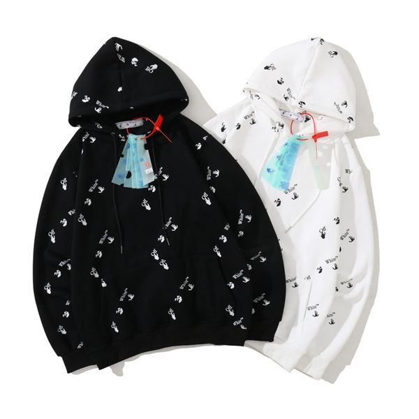 

fashion brand oqq-white2021 new ow full body printing loose hooded sweater, Black