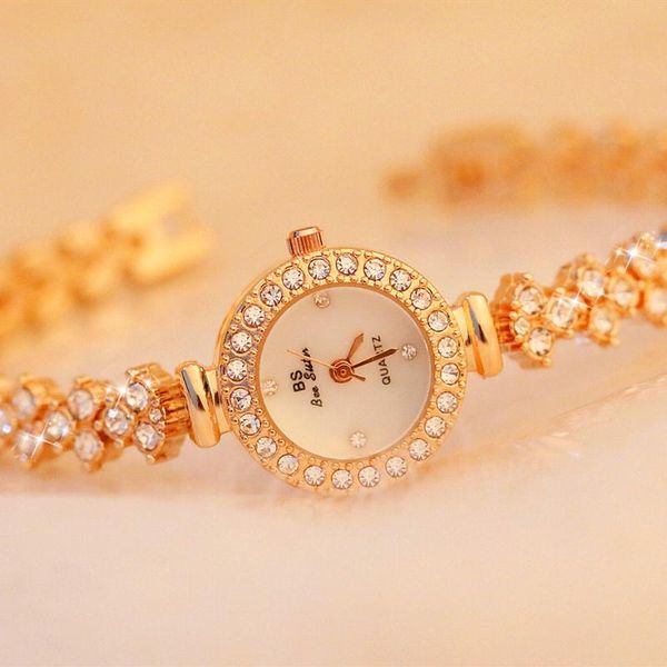 

small bracelet watch women watches luxury rose gold girl ladies wristwatch good dress quartz wristwatches, Slivery;brown