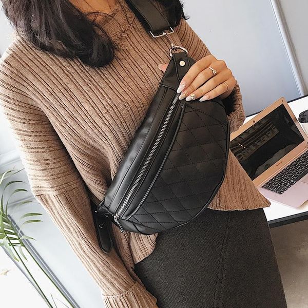 

waist bags fashion crossbody bag single strap chest pack women hight quality fanny belt handbag black