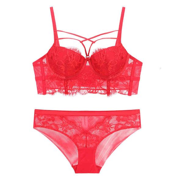 

fashion design luxury bra set lace underwear benmingnian red widened flank gathered upper thin lower thick suit, Red;black