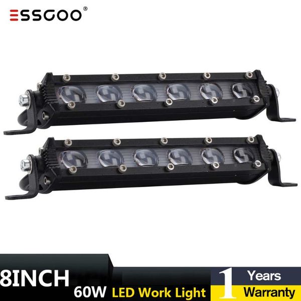 

working light 8 inch led work bar 60w combo beam offroad for atv suv 6000k 12v waterproof spot lamp car 1/2/3/4pc
