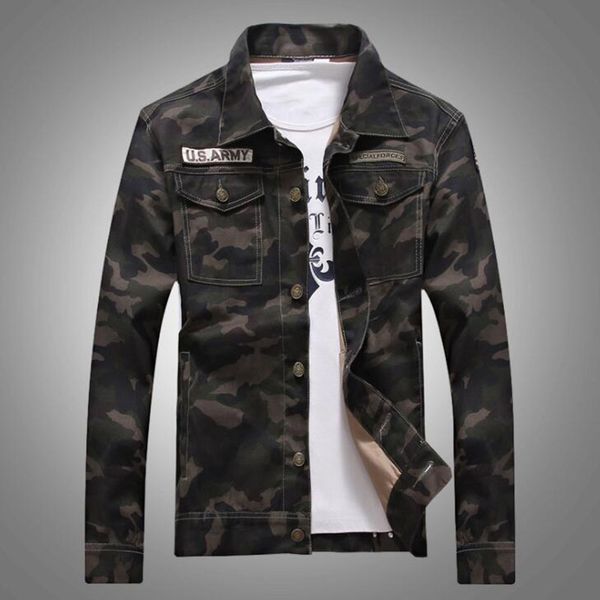 Großhandel Männer Jacken Herren Denim Camouflage Windjacke Slim Mäntel Streetwear Männliche Mode Oberbekleidung Baseball Kleidung