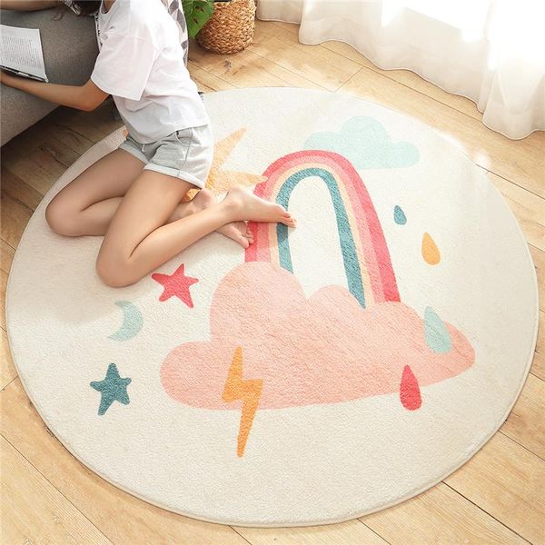 

carpets 140x140cm cartoon round lamb cashmere home living room non-slip carpet sofa bedroom tatami bedside blanket rugs