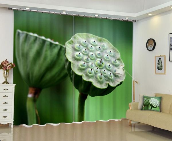 

curtain & drapes 3d lotus seeds po curtains printing blackout for living room bedding el cortinas para