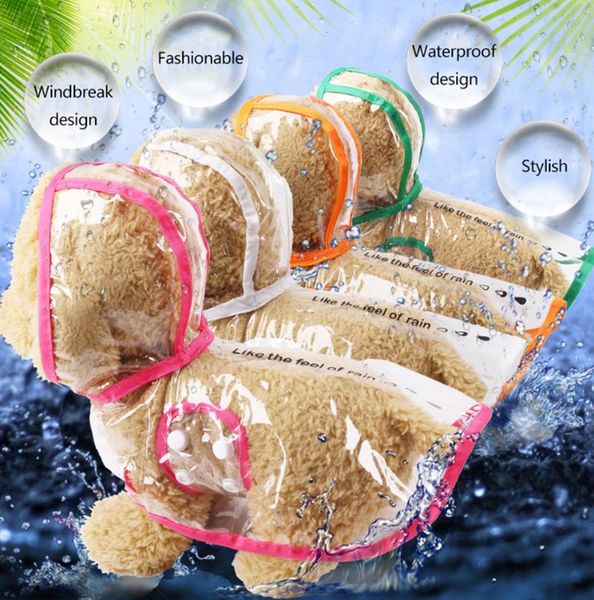 

dog apparel pet clothes raincoat fashion transparent rain coat waterproof trench with hat small dogs clothing high quality