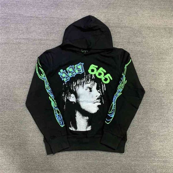 

men's hoodies & sweatshirts 2021fw green orescent sp5der young bandit 5555 angel hoodie web man pullover harajuku fashion, Black