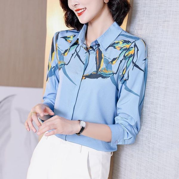 

korean long sleeve floral women shirts prin plus size blusas mujer moda, White