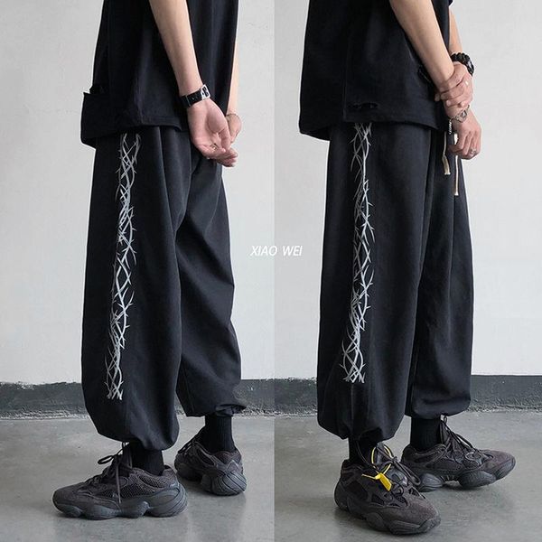 

sweatpants men's fashion printed casual pants men streetwear hip-hop loose straight trousers mens drawstring track m-2xl, Black