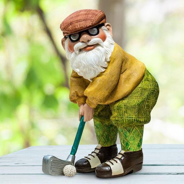 Dekorative Objekte Figuren Harz Ornament Gnom Alter Mann Golf Handwerk Statue Garten Desktop Ornamente Gemalt Interesse Niedliche Dekoration