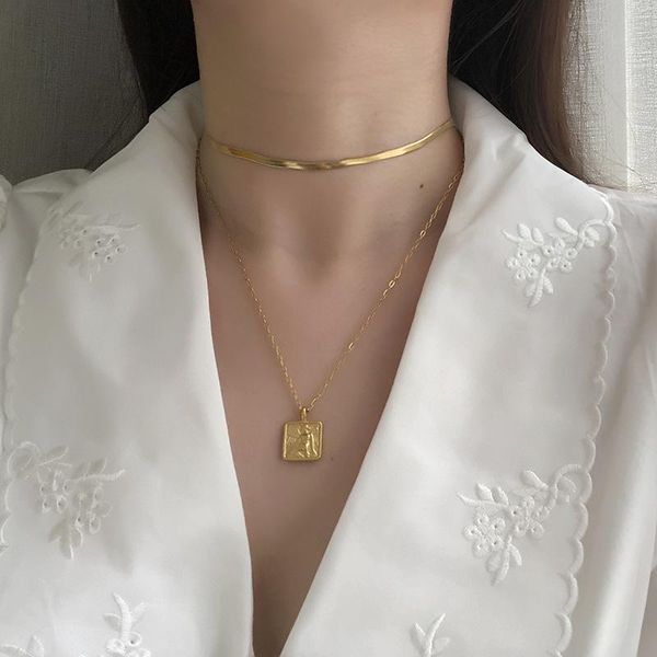 

chains davini golden statement necklaces stainless steel snake choker necklace clavicle blade chain minimalist jewelry for women mg475, Silver