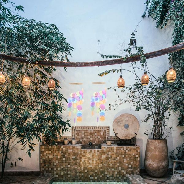 

decorative objects & figurines 1pc colorful shell wind chime delicate home bell garden hanging pendant