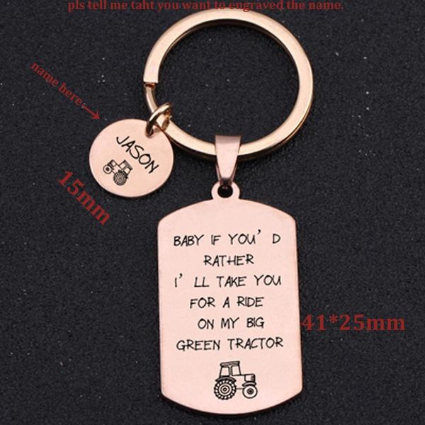 

keychains engraved baby if you'd rather i'll take you for a ride on my big green tractor keychain personalized name girlfriend gif, Silver