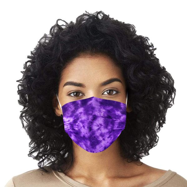 

purple tie dyed mask printed disposable flat mask three layer solution jet fabric