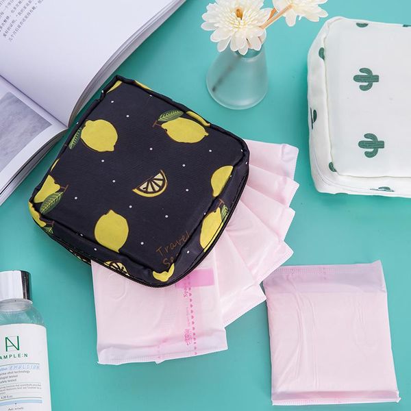 

storage bags lovely women sanitary pad organizer purse holder napkin towel portable fabric large capacity