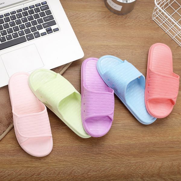 

slippers female non-slip sandals men home bathroom pvc couple leisure soft bottom one word drag 31g2, Black