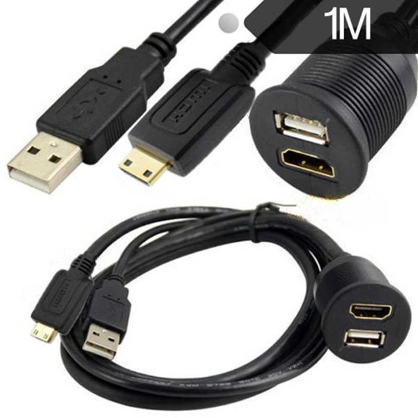 

& mini male to female aux flush mount car extension cable for truck boat motorcycle dashboard panel audio cables connectors