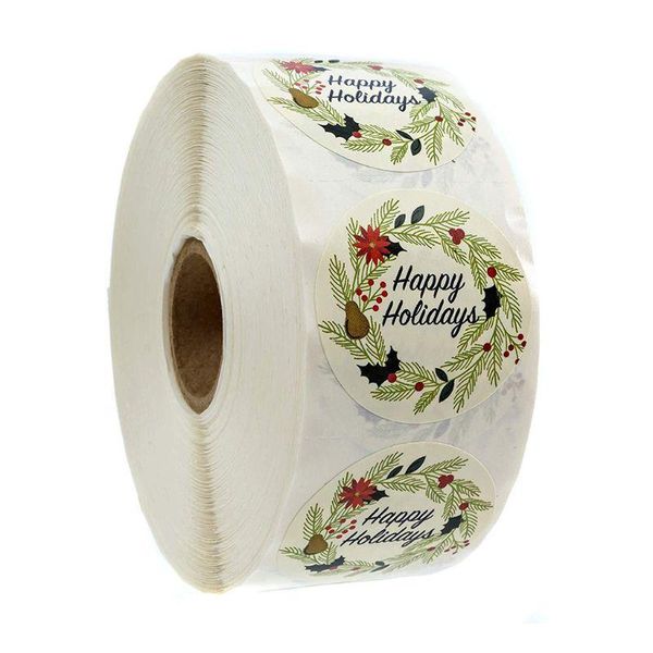 

gift wrap 500 pcs / roll sealing sticker labels happy holiday sticky stickers baking paper decoration